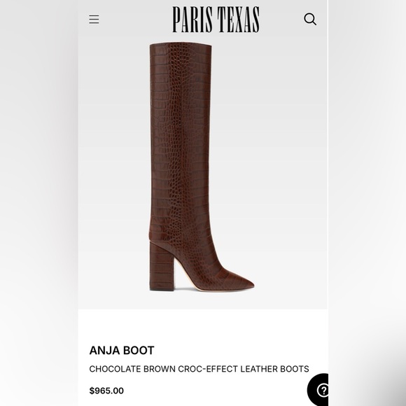 Paris Texas Anja knee-high boot pointed toe chunky heel brown croc leather 39 9 - Picture 16 of 16